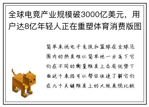 全球电竞产业规模破3000亿美元，用户达8亿年轻人正在重塑体育消费版图